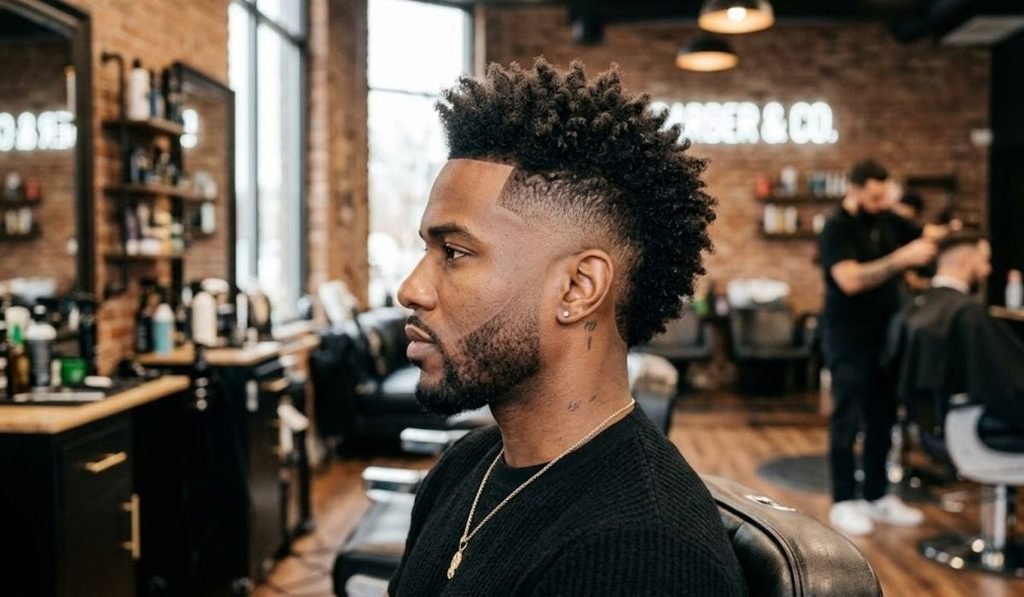 Burst Fade Mohawk for Black Men