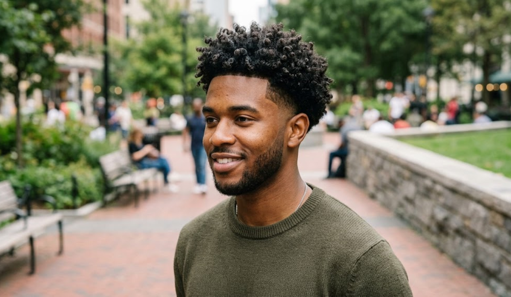 Classic Low Taper Fade with Curly Top