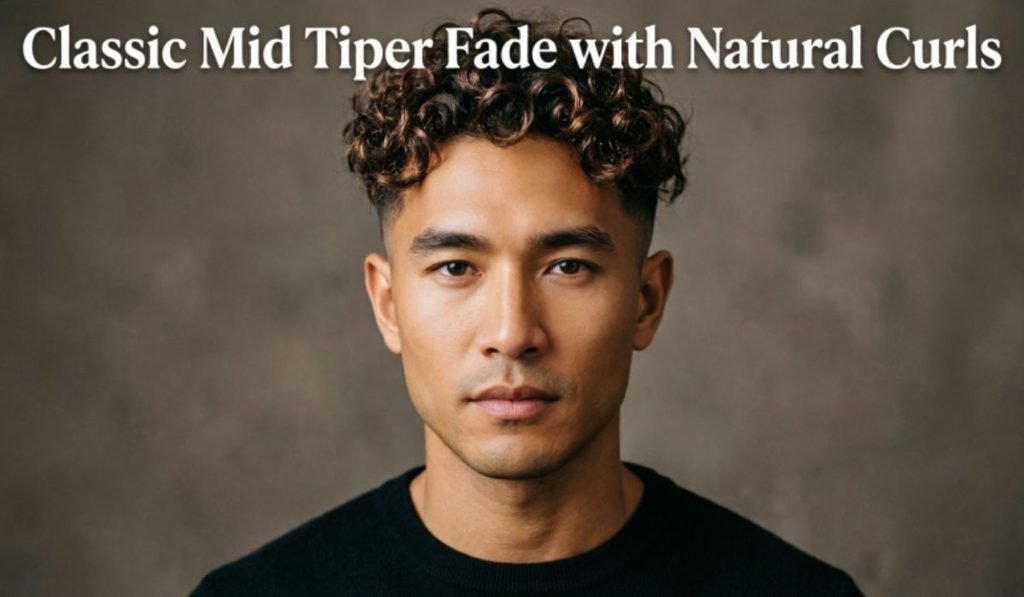 Classic Mid Taper Fade with Natural Curls