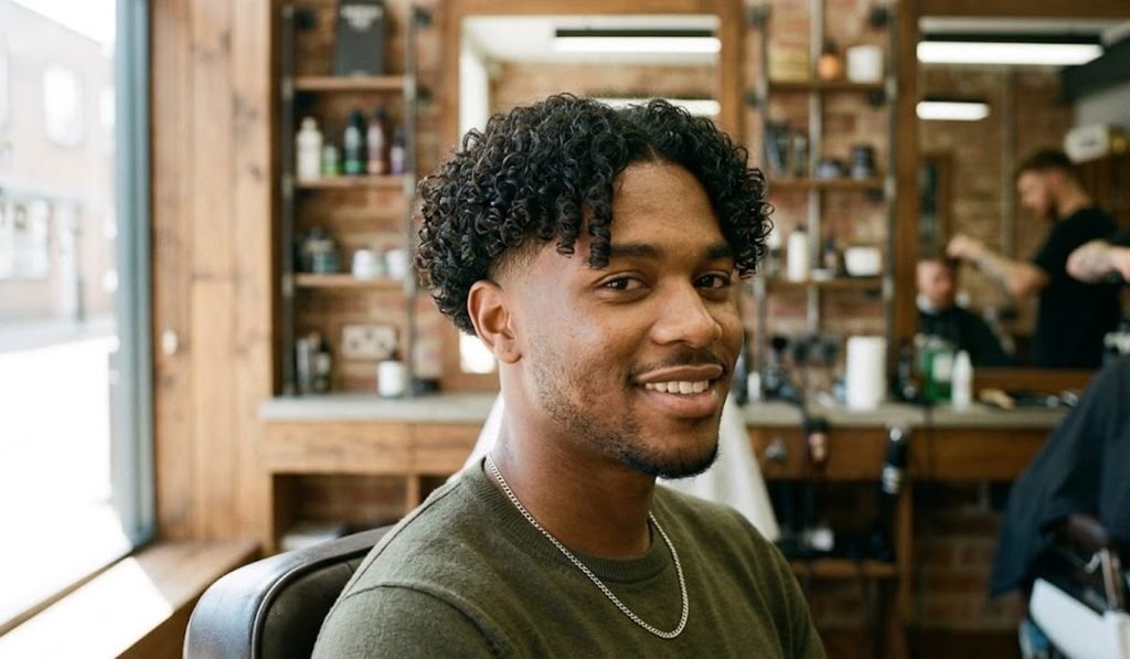 Curly Curtains with Low Taper Fade
