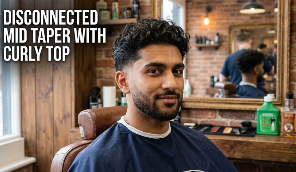 Disconnected Mid Taper with Curly Top