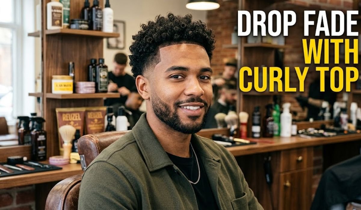 Drop Fade with Curly Top