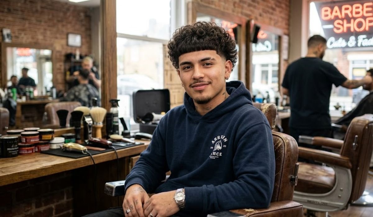 Edgar Cut with Low Taper Fade Curly Hair
