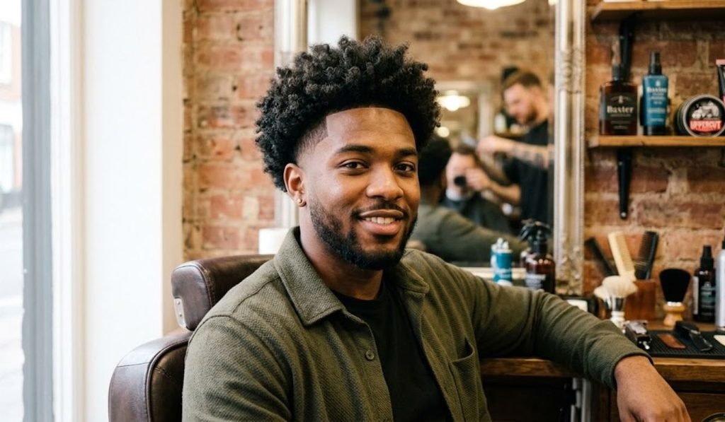 Fluffy Curly Top with Low Taper Fade