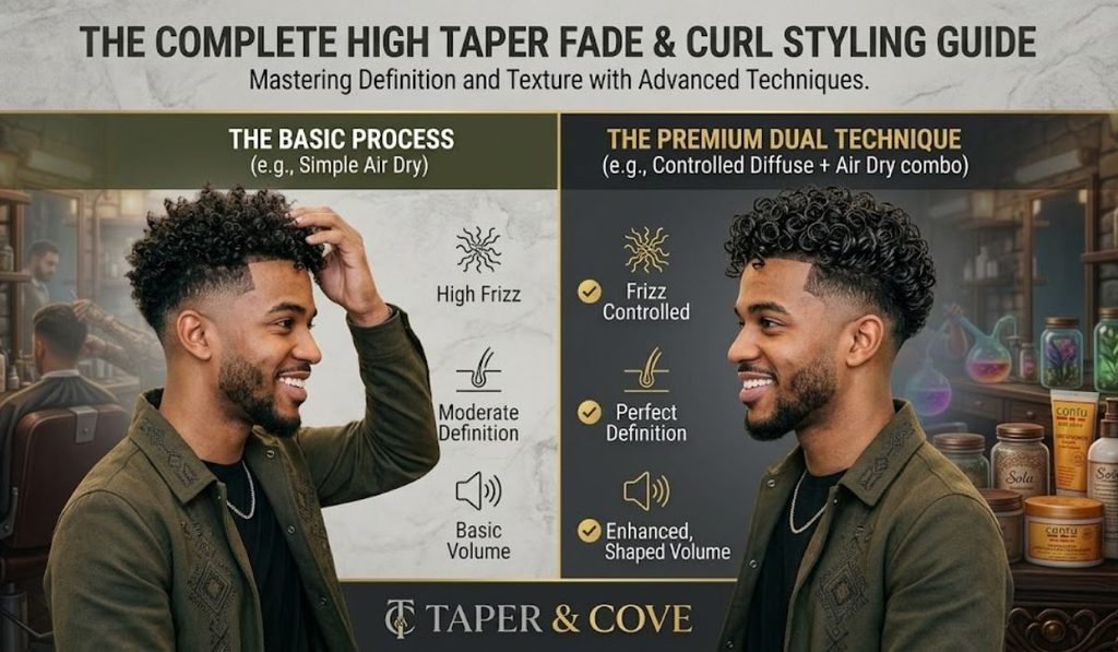 How Do You Style a High Taper Fade with Curly Hair?