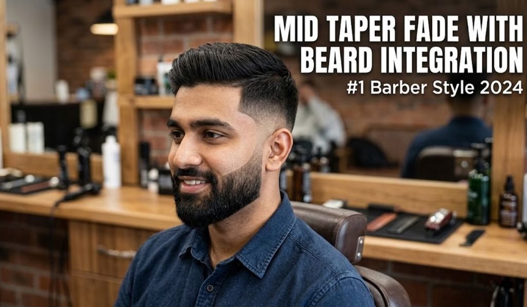 Mid Taper Fade with Beard Integration