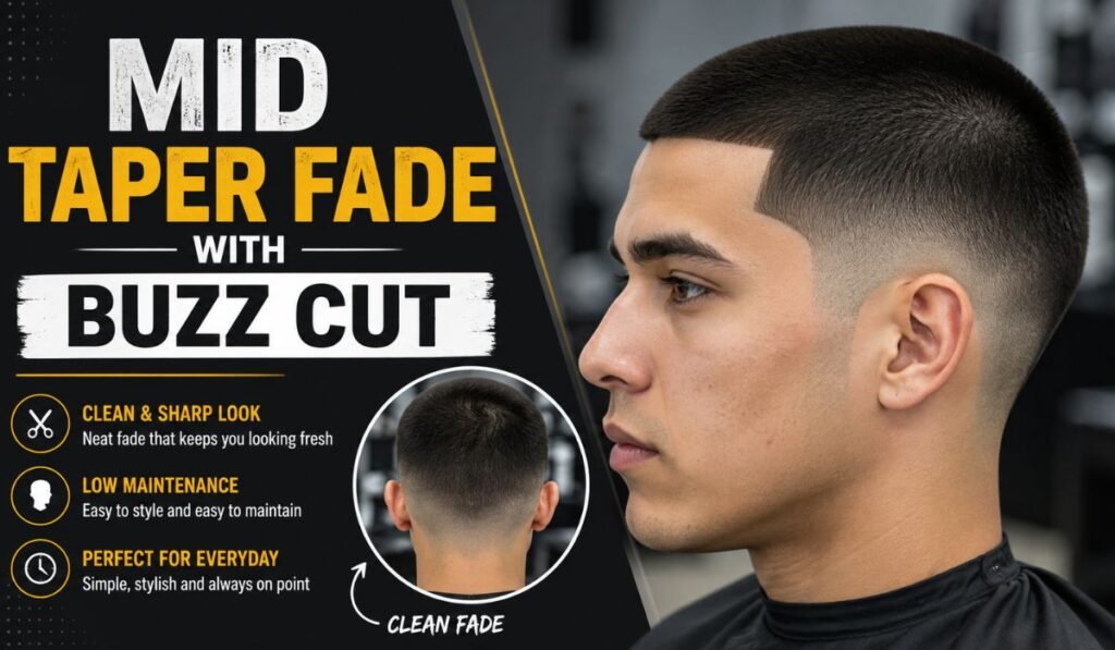 Mid Taper Fade with Buzz Cut