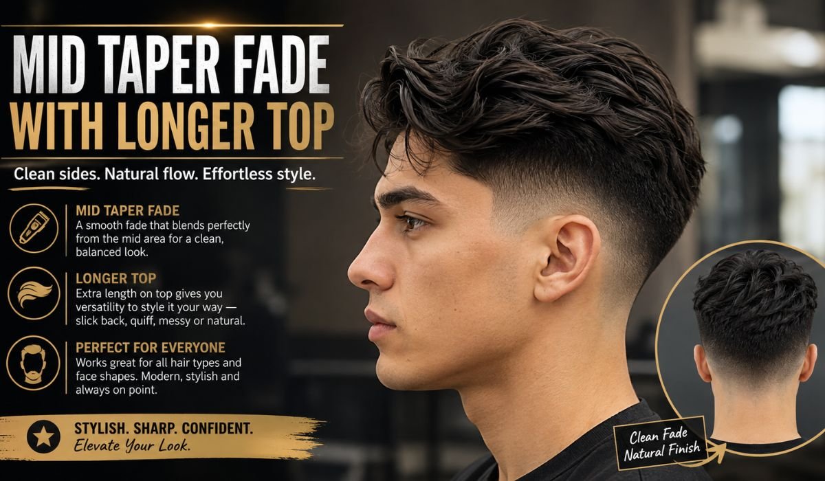 Mid Taper Fade with Longer Top