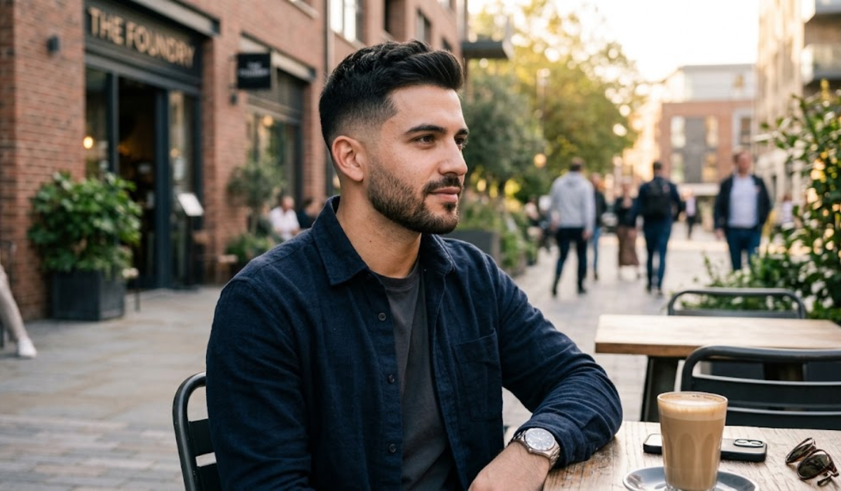 Mid Taper Fade with Short Beard or Stubble