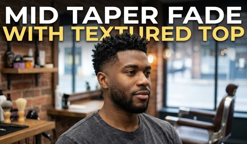 Mid Taper Fade with Textured Top