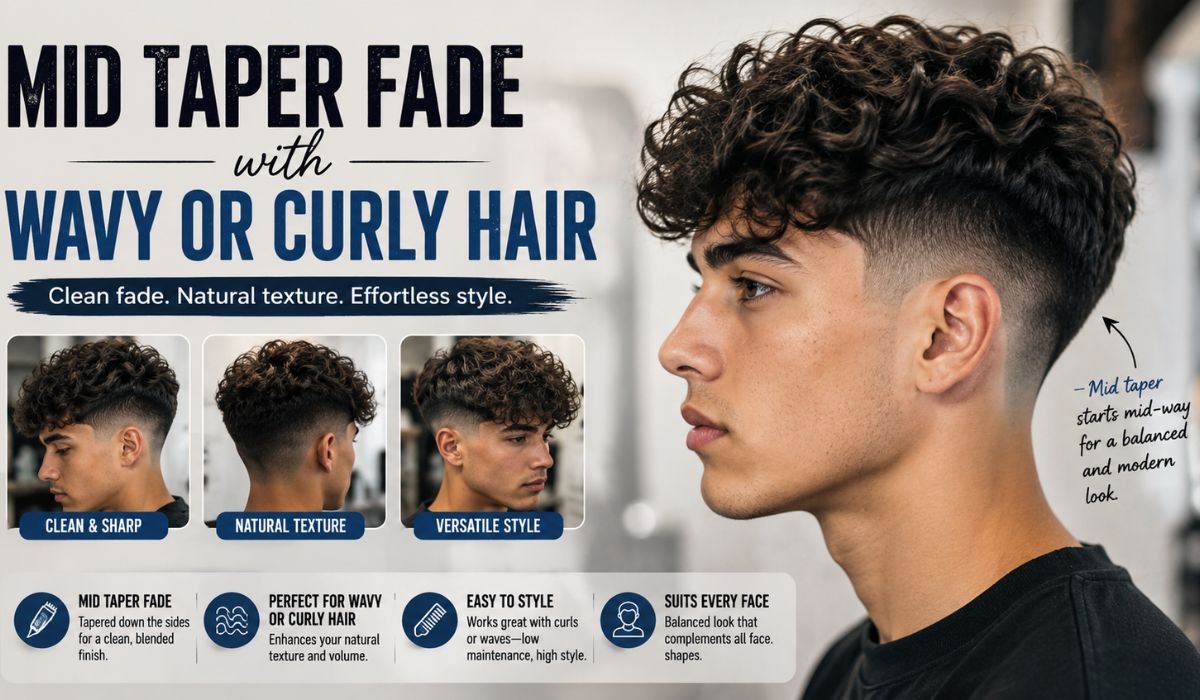 Mid Taper Fade with Wavy or Curly Hair