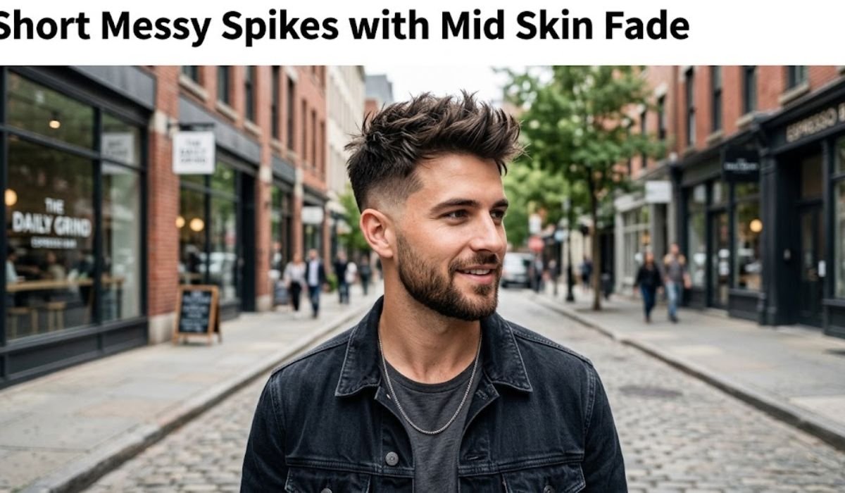 Short Messy Spikes with Mid Skin Fade