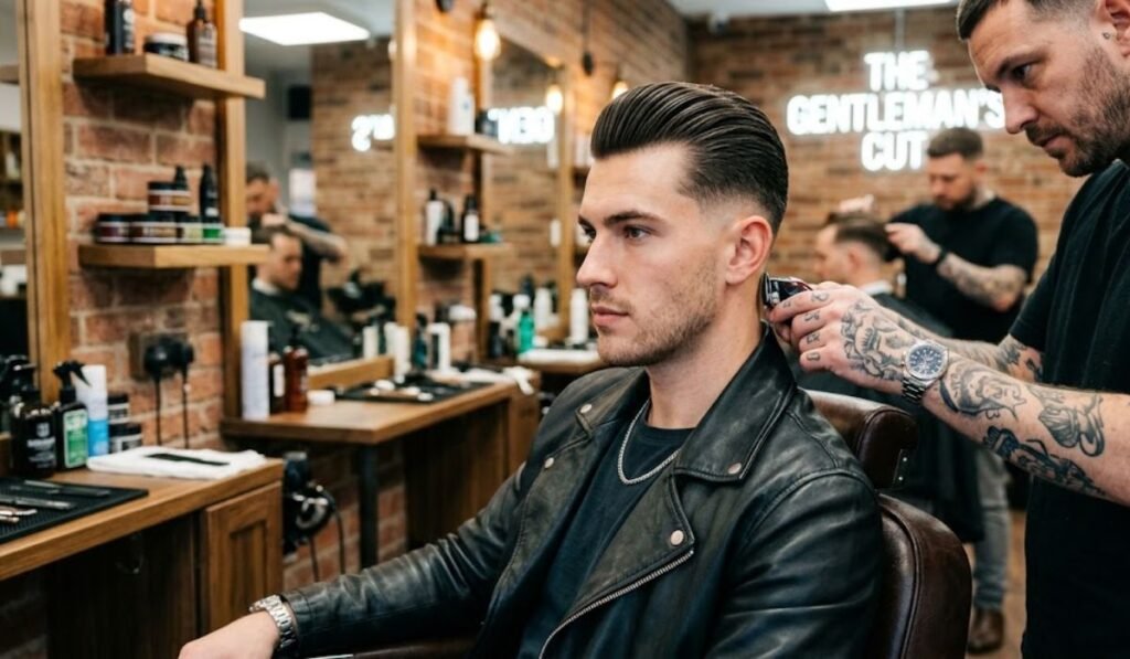 Slick Back with Low Taper Fade