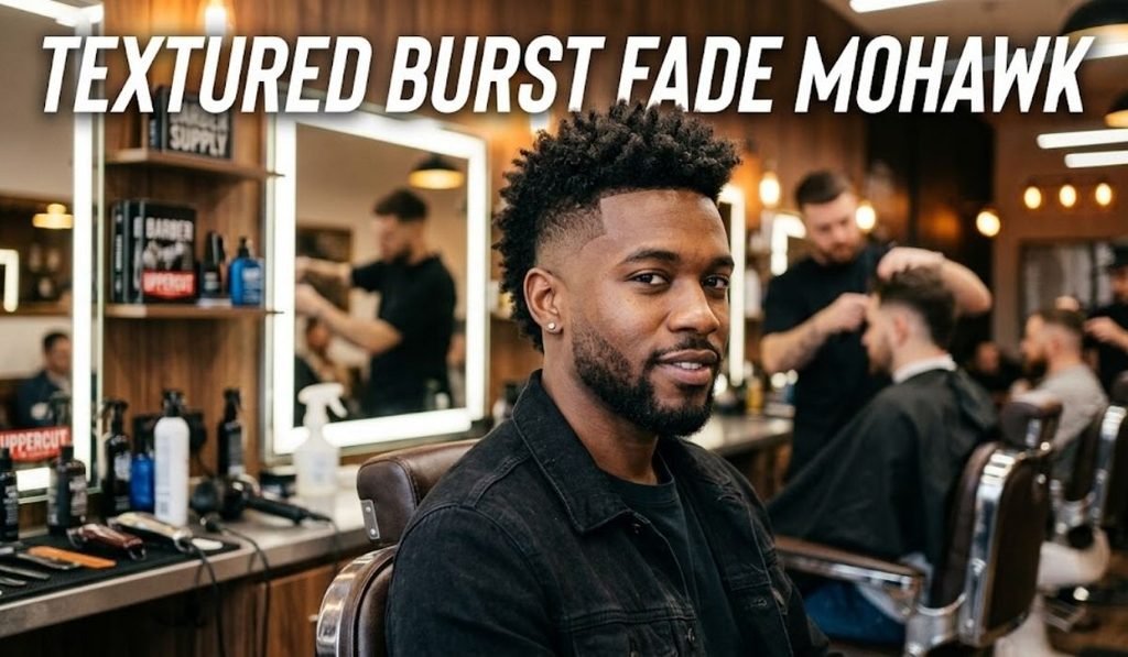 Textured Burst Fade Mohawk