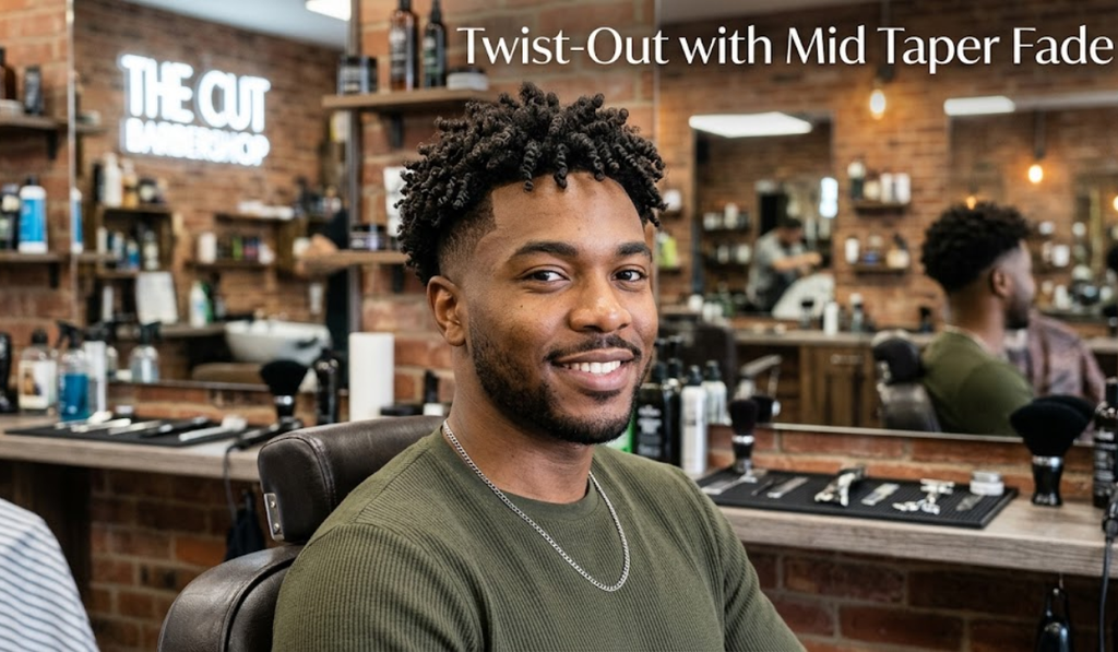 Twist-Out with Mid Taper Fade