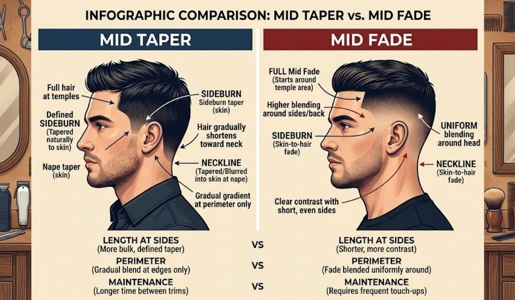 What Is a Mid Taper (and How Is It Different from a Mid Fade)?