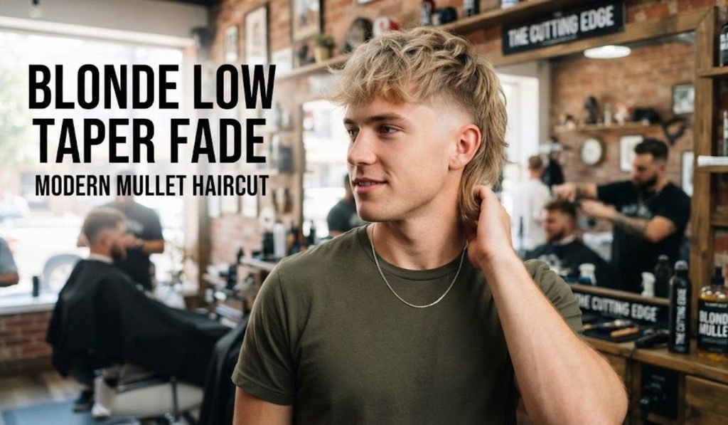 Blonde Low Taper Fade Modern Mullet Haircut