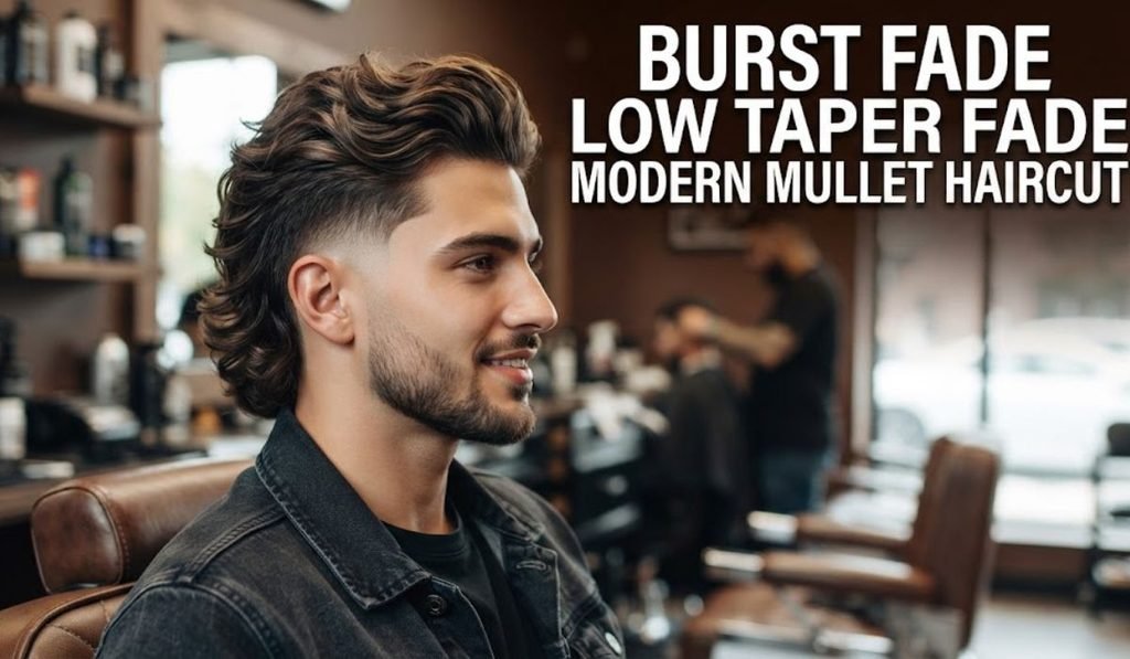 Burst Fade Low Taper Fade Modern Mullet Haircut
