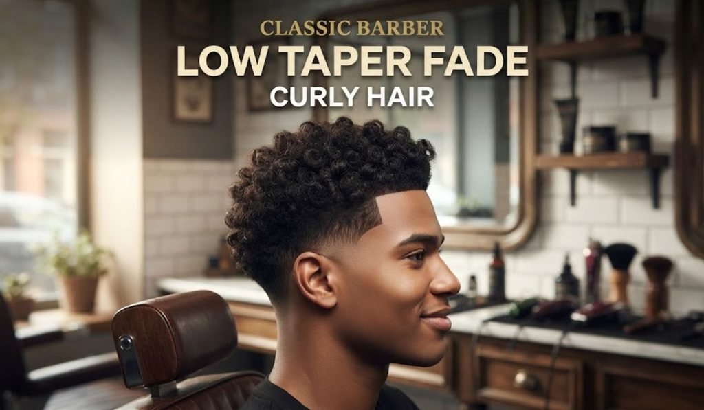 Classic Barber Low Taper Fade Curly Hair