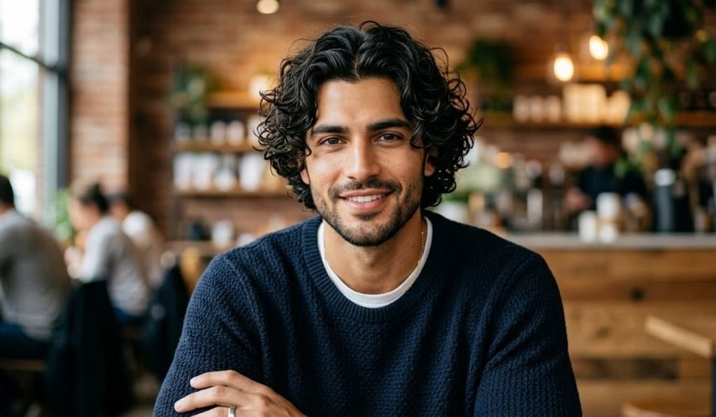 Curly Middle Part