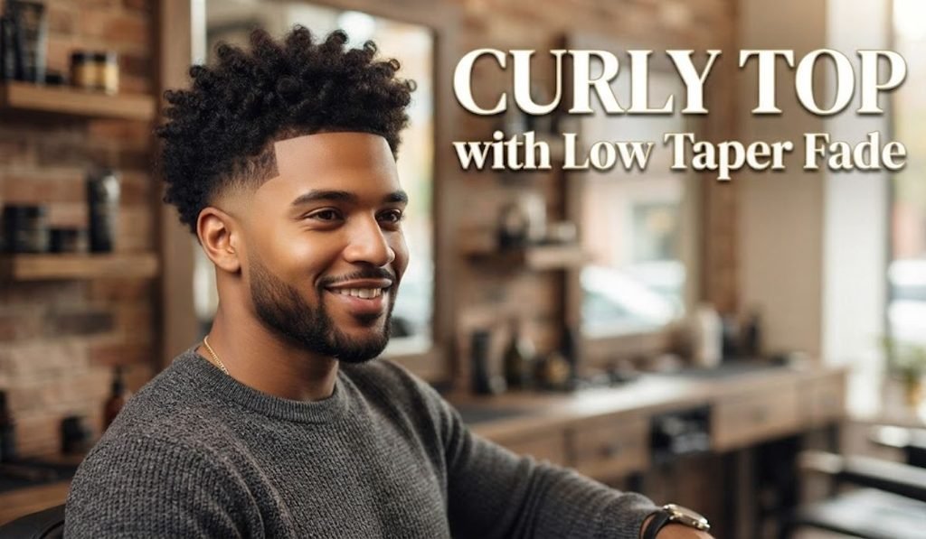 Curly Top with Low Taper Fade