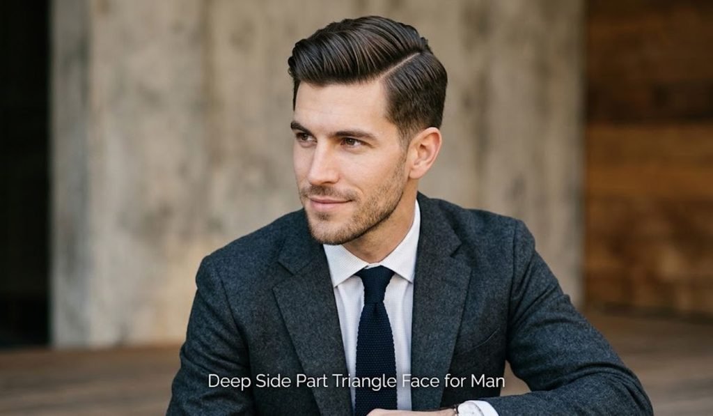 Deep Side Part Triangle Face