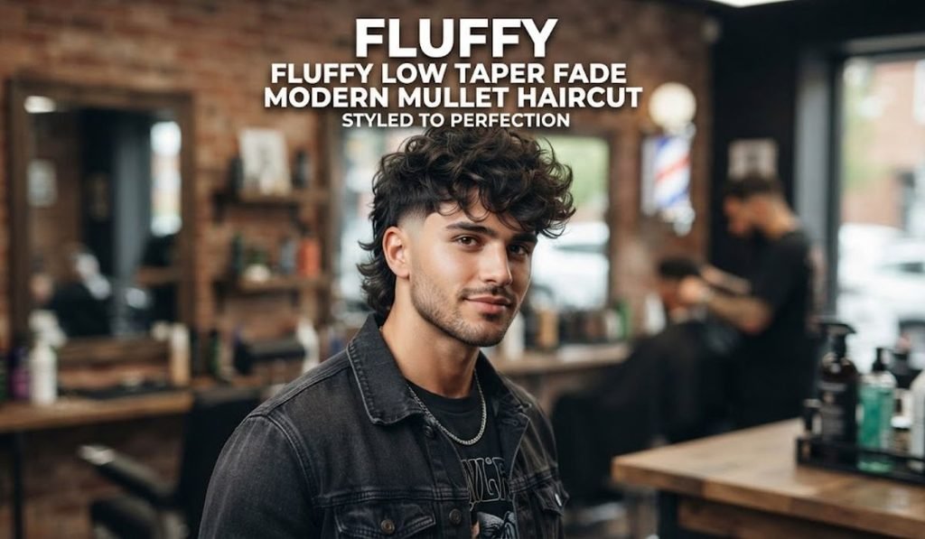 Fluffy Low Taper Fade Modern Mullet Haircut