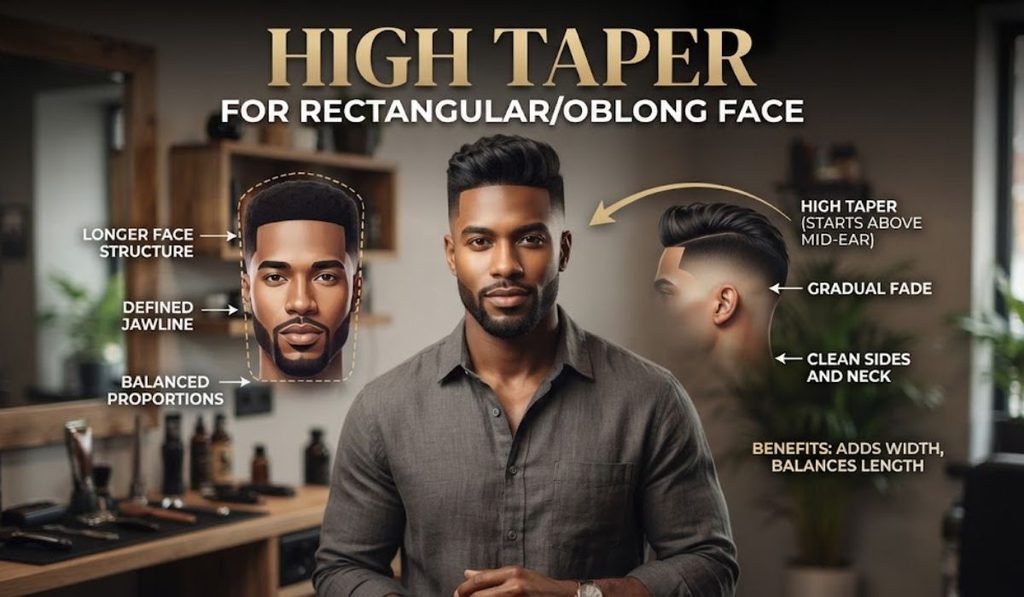 High Taper for RectangularOblong Face for man