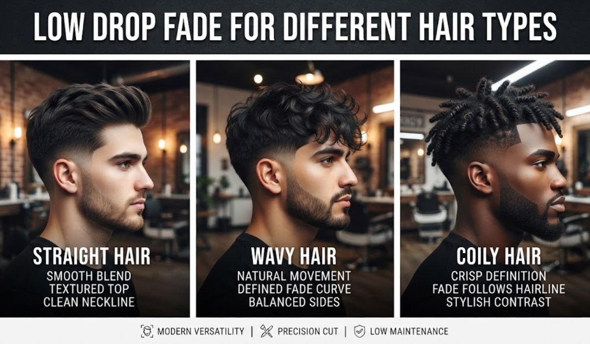 Low Drop Fade for Different Hair Types