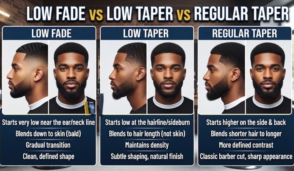 Low Fade vs Low Taper vs Regular Taper