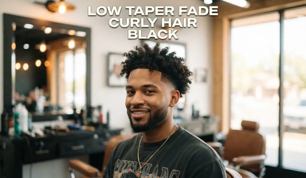 Low Taper Fade Curly Hair Black