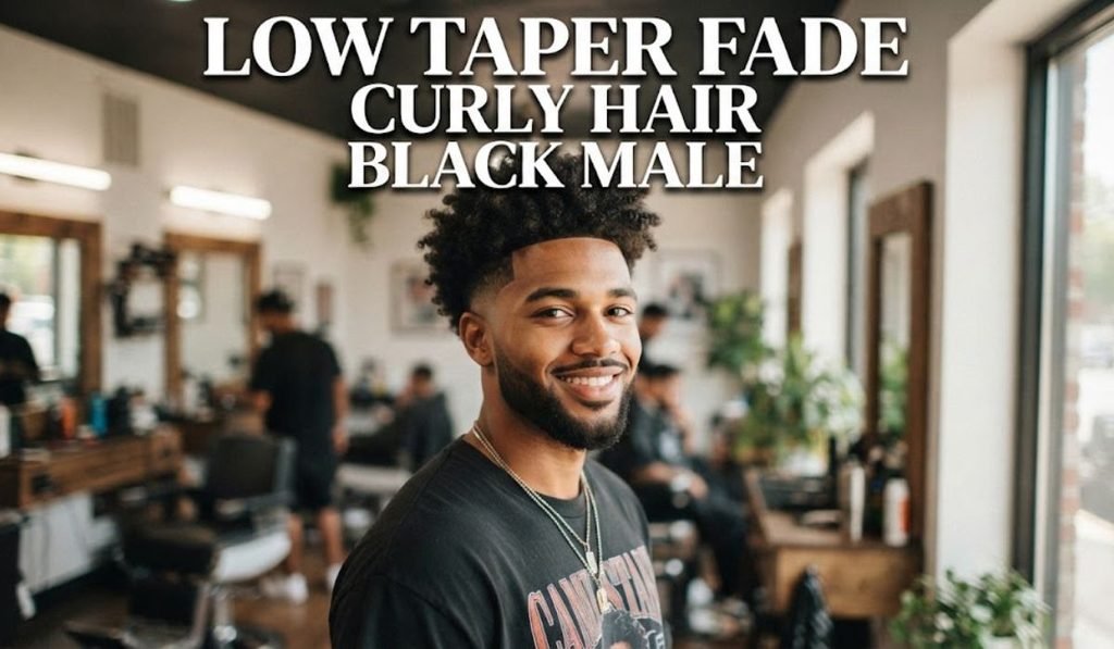 Low Taper Fade Curly Hair Black Male