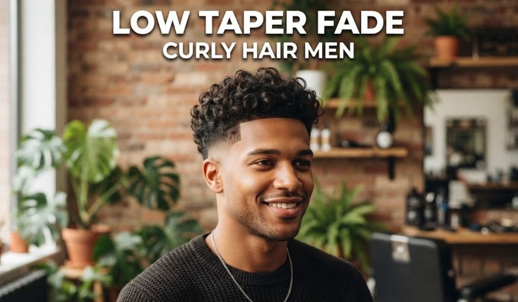 Low Taper Fade Curly Hair Men