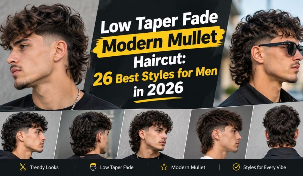 Low Taper Fade Modern Mullet Haircut: 26 Best Styles for Men in 2026