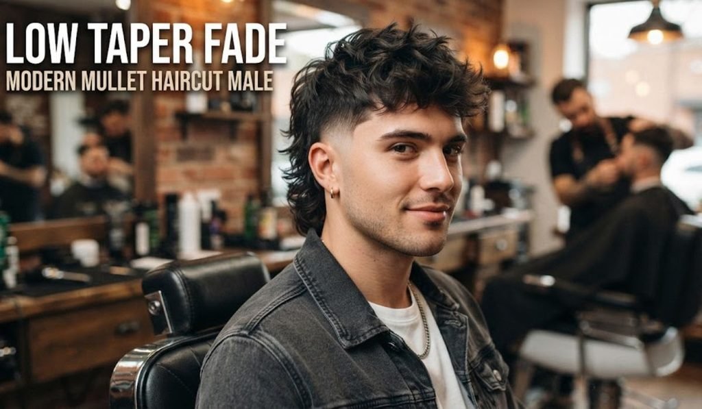 Low Taper Fade Modern Mullet Haircut Male