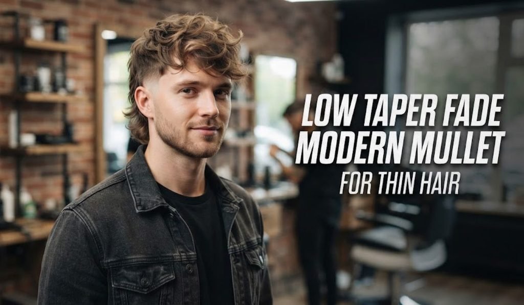 Low Taper Fade Modern Mullet for Thin Hair