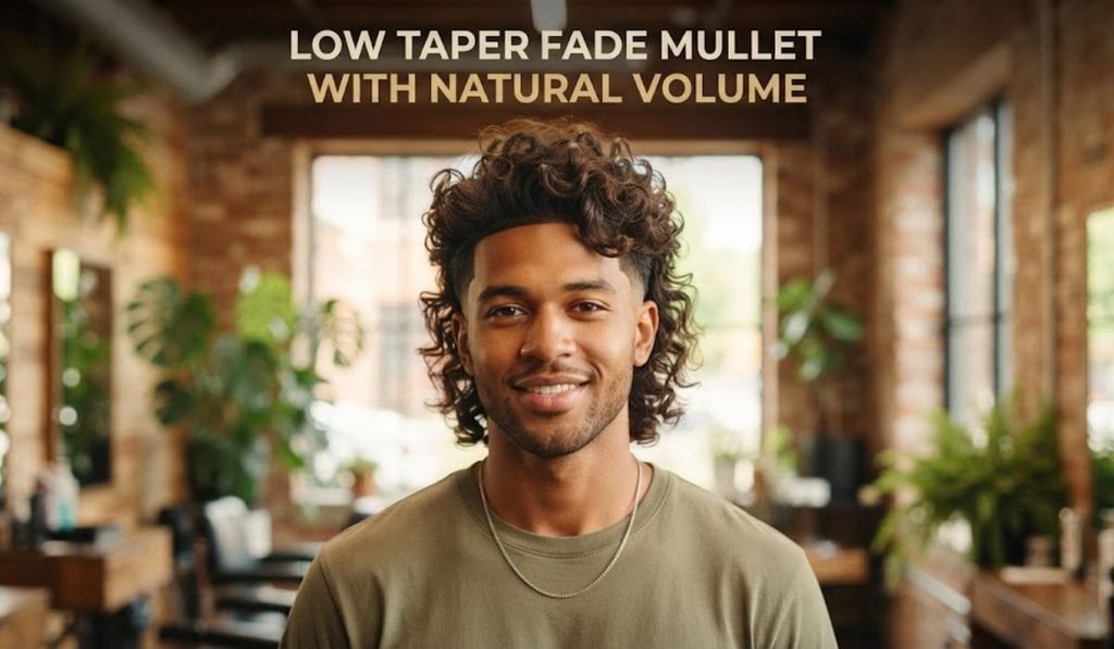 Low Taper Fade Mullet with Natural Volume