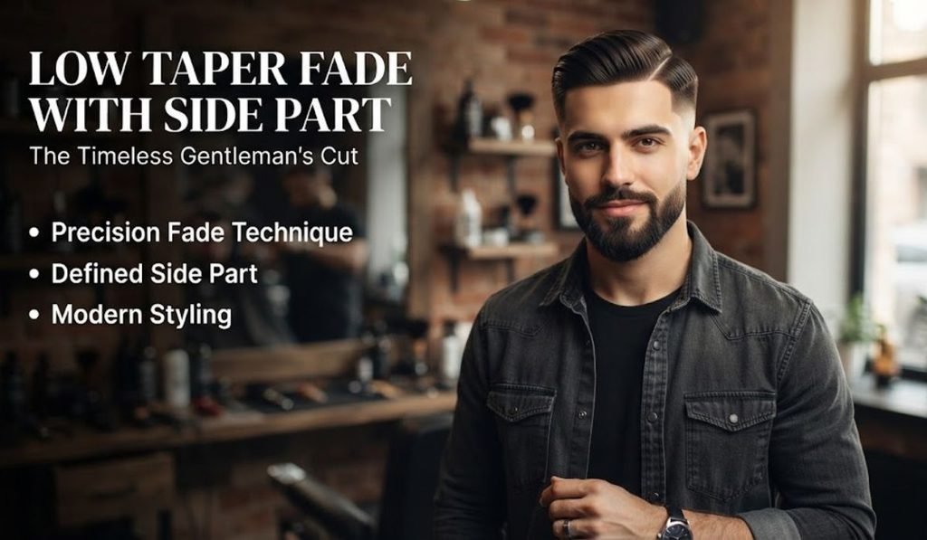 Low Taper Fade with Side Part