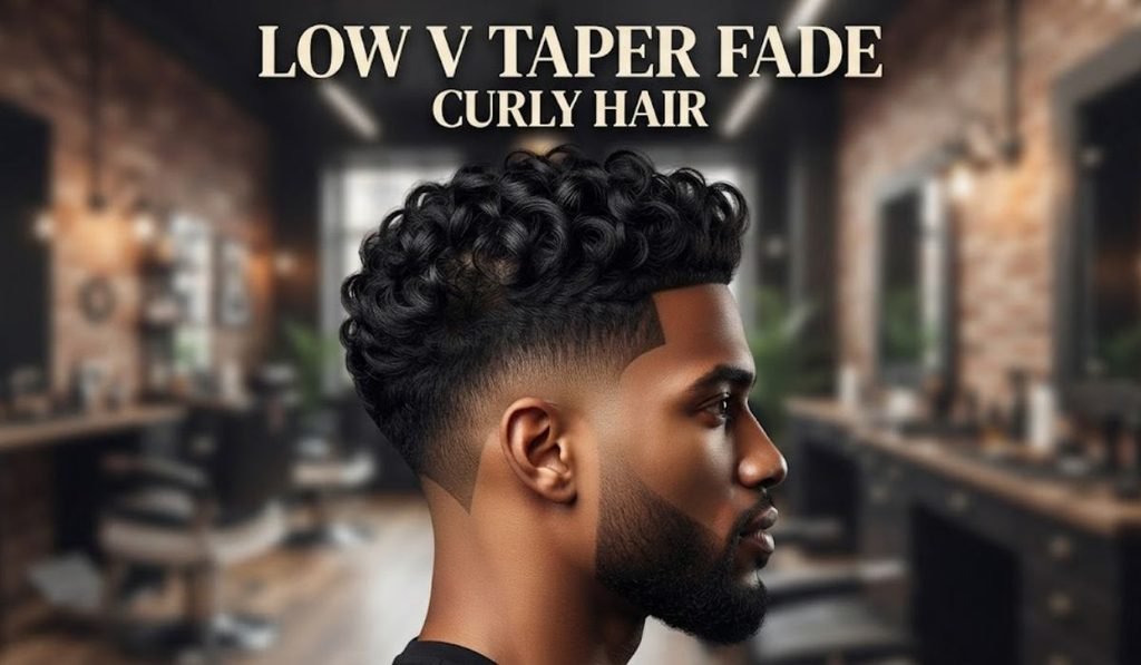 Low V Taper Fade Curly Hair
