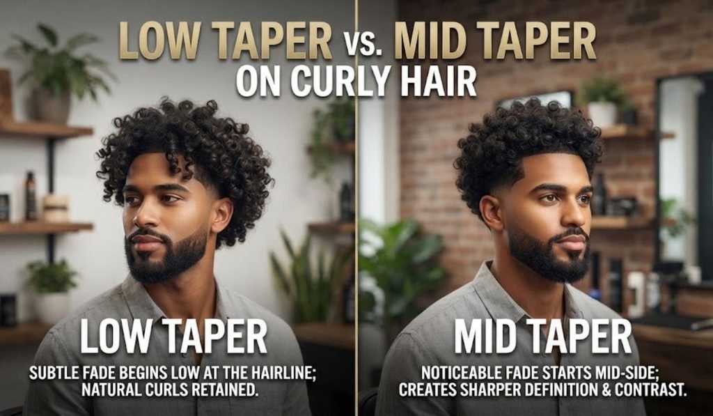 Low taper vs. mid taper on curly hair