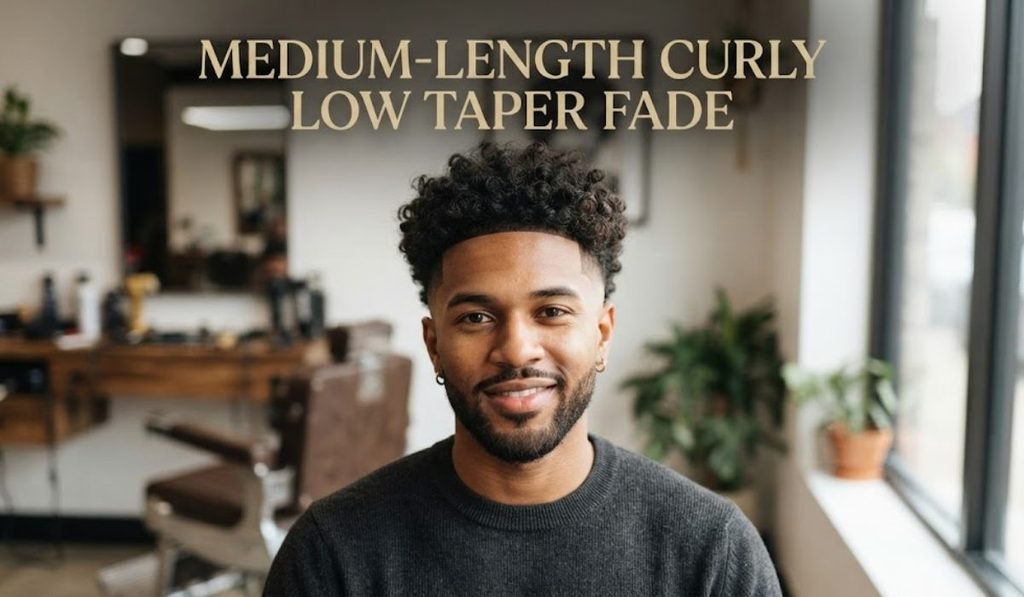 Medium-Length Curly Low Taper Fade