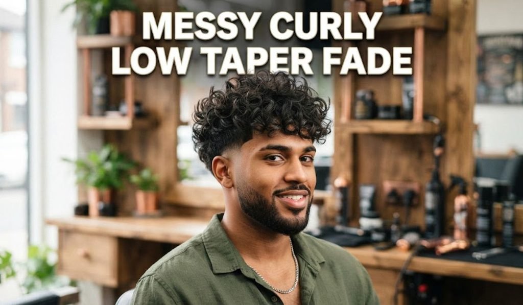 Messy Curly Low Taper Fade