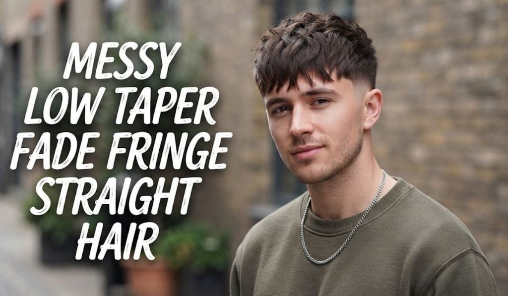 Messy Low Taper Fade Fringe Straight Hair