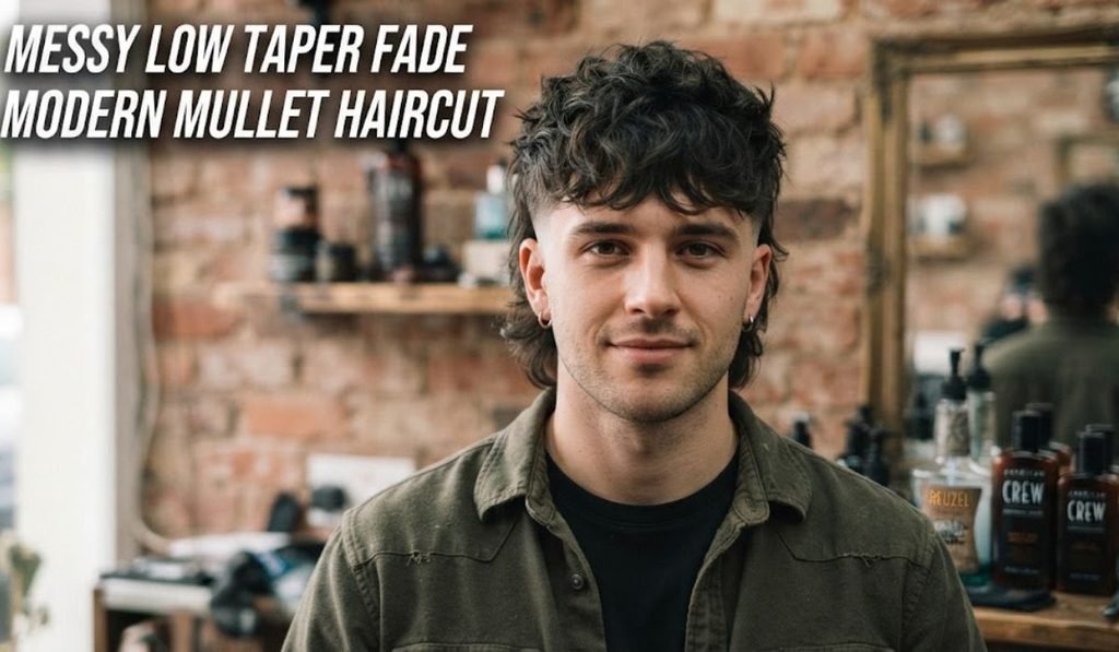 Messy Low Taper Fade Modern Mullet Haircut