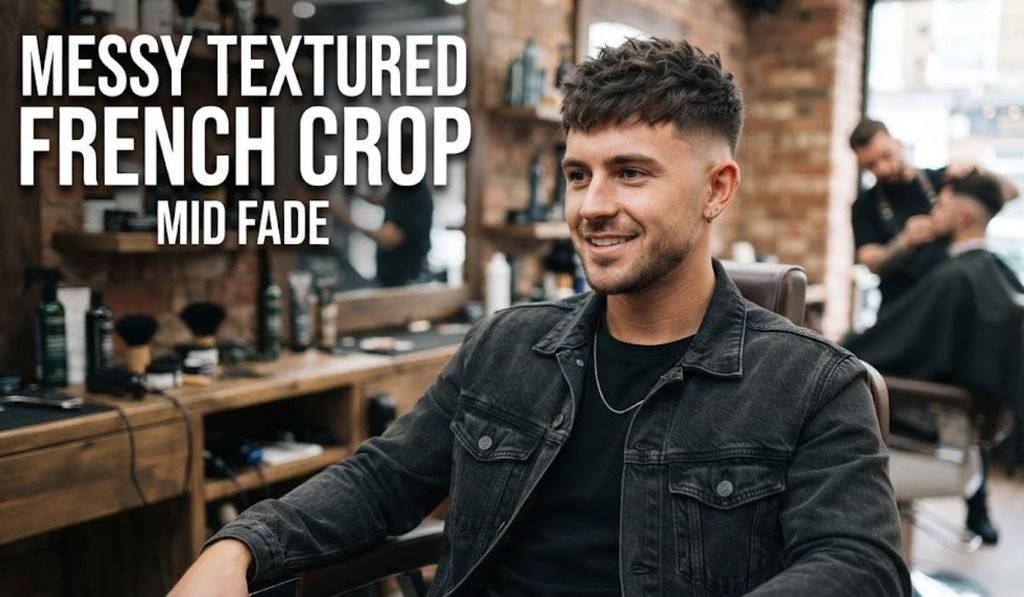 Messy Textured French Crop Mid Fade