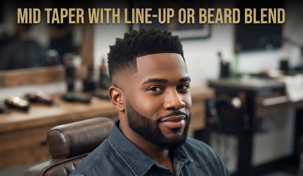 Mid taper with line-up or beard blend