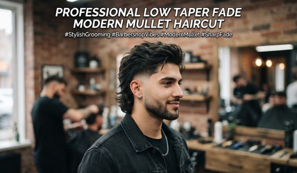 Professional Low Taper Fade Modern Mullet Haircut