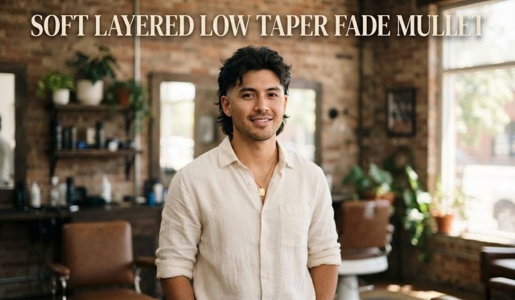 Soft Layered Low Taper Fade Mullet
