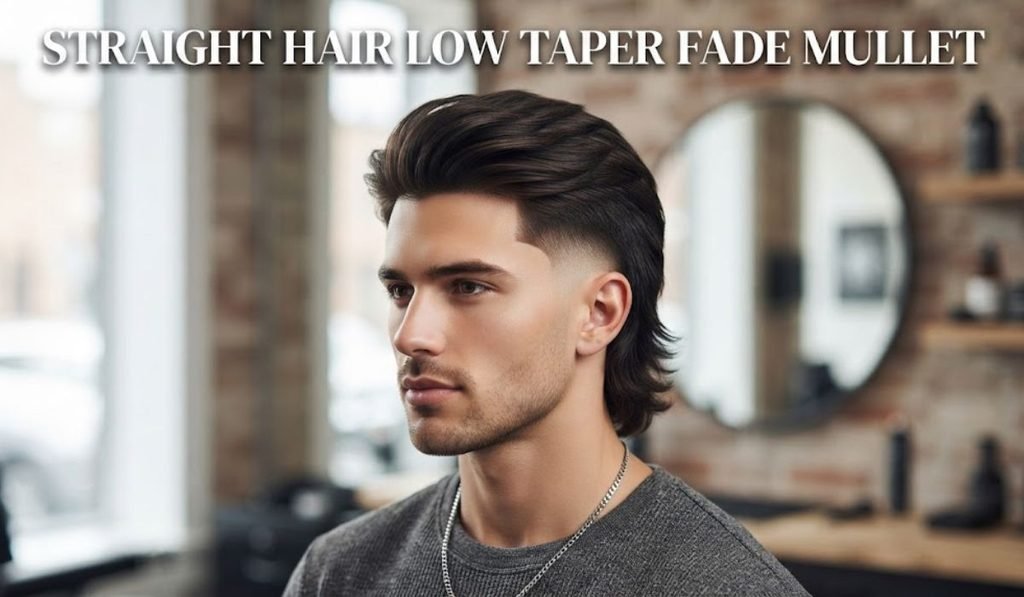 Straight Hair Low Taper Fade Mullet