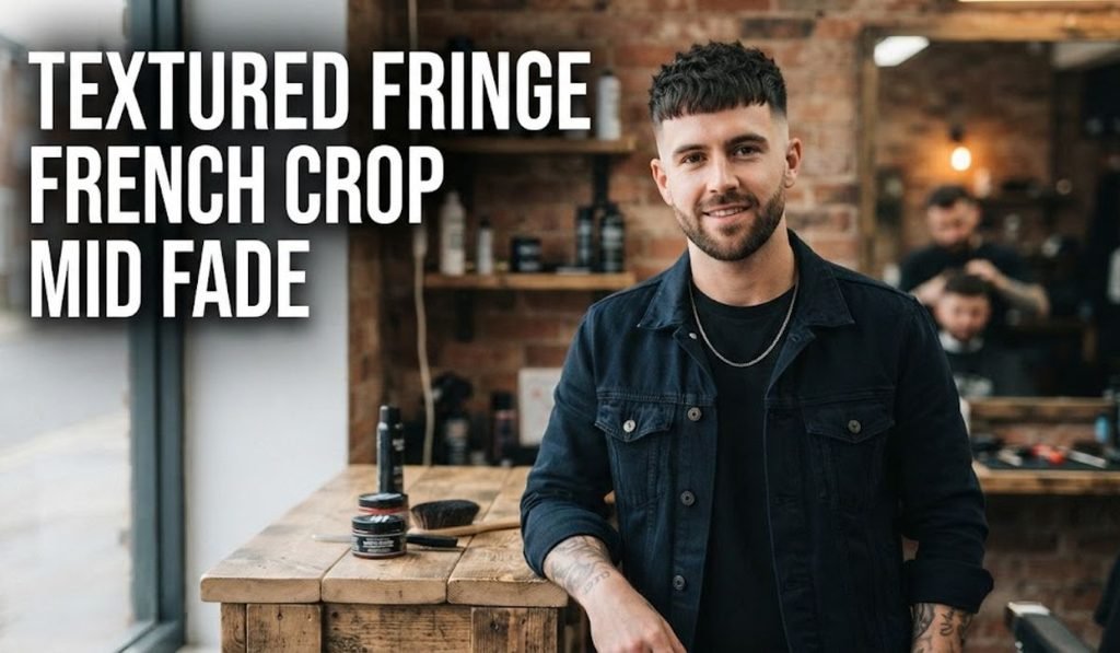 Textured Fringe French Crop Mid Fade